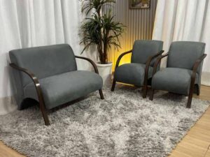 Conjunto Poltronas Braço Madeira Cinza 605 México