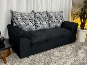 Sofá 3 Lugares Preto com Floral 601/37 Chile