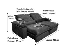 Sofá Retrátil Reclinável 1,80 m Bege Claro 511 Maricá