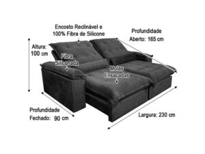 Sofá Retrátil Reclinável 2,30 m Verde 505 Maricá