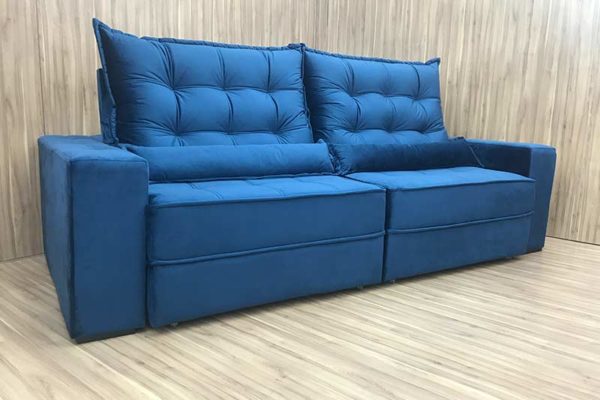Sofá Retrátil 2.50 m - Modelo Baruqui - Azul 325