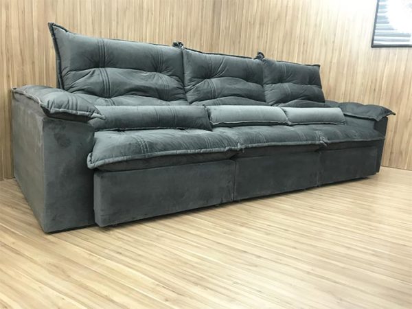 Sofá Retrátil 3.20 m - Modelo Maricá - Cinza Escuro 330