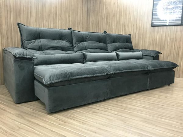 Sofá Retrátil 3.20 m - Modelo Maricá - Cinza Escuro 330