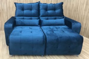 Sofá Retrátil Azul 1.80 m de Largura - Modelo Alice