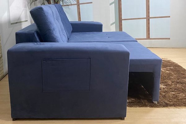 Sofá Retrátil Azul 1.80 m de Largura - Modelo Malibu