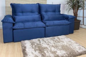 Sofá Retrátil Azul 2.10 m de Largura - Modelo Foster