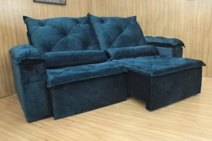 Sofá Retrátil Azul 2.10 m de Largura - Modelo Zuqui