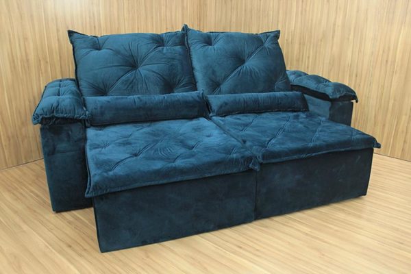 Sofá Retrátil Azul 2.10 m de Largura - Modelo Zuqui