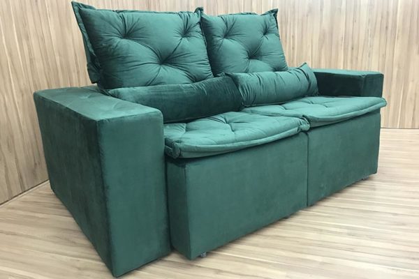 Sofá Retrátil Verde 2.10 m de Largura - Modelo Esplendor