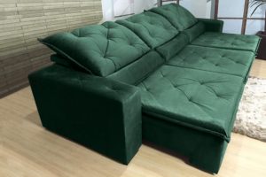 Sofá Retrátil Verde 3.20 m de Largura - Modelo Eros