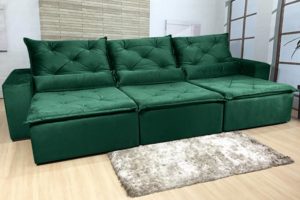 Sofá Retrátil Verde 3.20 m de Largura - Modelo Eros