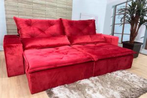 Sofá Retrátil Vermelho 1.80 m de Largura - Modelo Carioca