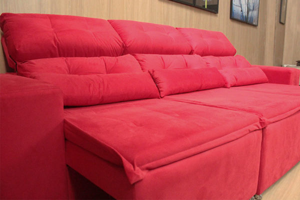 Sofá Retrátil Vermelho 2.70 m de Largura - Modelo Petros
