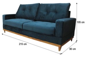 Sofá de 2 Lugares Azul 2,15 m de Largura - Modelo Milena