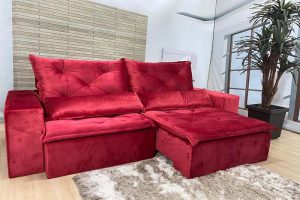 Sofá Retrátil Vermelho 2.10 m de Largura - Modelo Esplendor- Bom Preço
